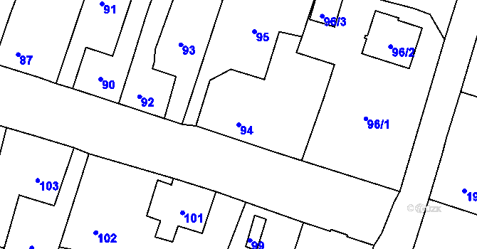 Parcela st. 94 v KÚ Doubí u Liberce, Katastrální mapa