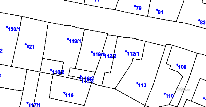 Parcela st. 112/2 v KÚ Doubí u Liberce, Katastrální mapa