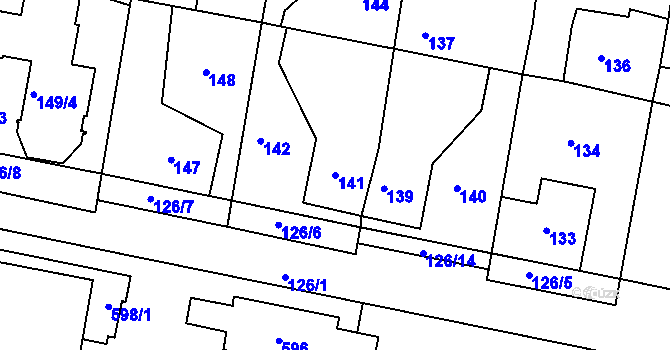 Parcela st. 141 v KÚ Doubí u Liberce, Katastrální mapa