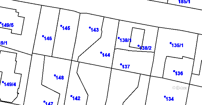Parcela st. 144 v KÚ Doubí u Liberce, Katastrální mapa