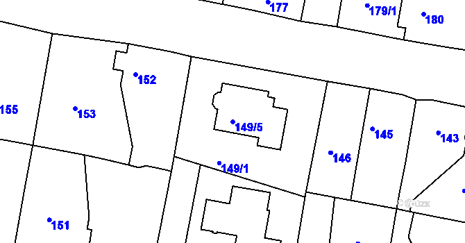 Parcela st. 149/5 v KÚ Doubí u Liberce, Katastrální mapa