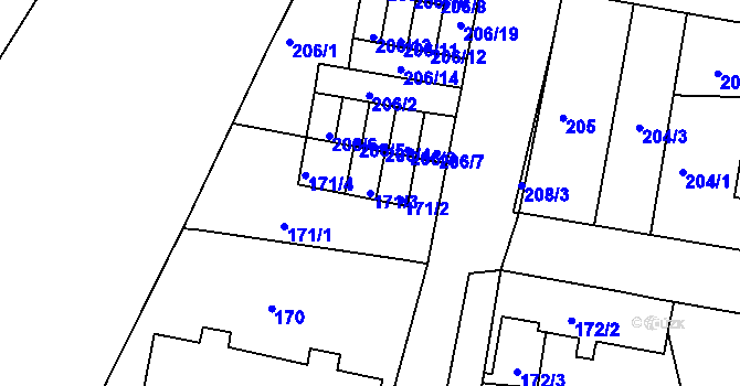 Parcela st. 171/3 v KÚ Doubí u Liberce, Katastrální mapa