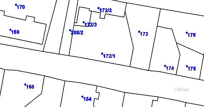 Parcela st. 172/1 v KÚ Doubí u Liberce, Katastrální mapa