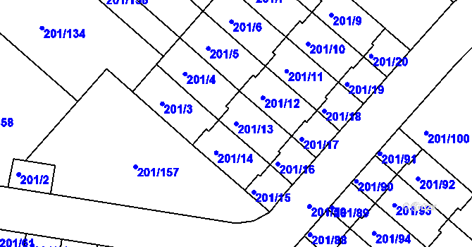 Parcela st. 201/13 v KÚ Doubí u Liberce, Katastrální mapa