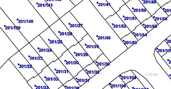 Parcela st. 201/28 v KÚ Doubí u Liberce, Katastrální mapa