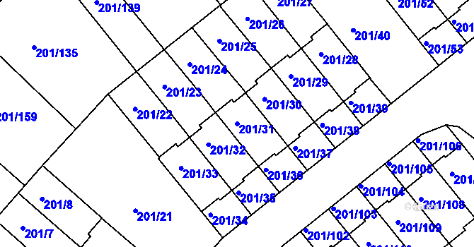 Parcela st. 201/31 v KÚ Doubí u Liberce, Katastrální mapa
