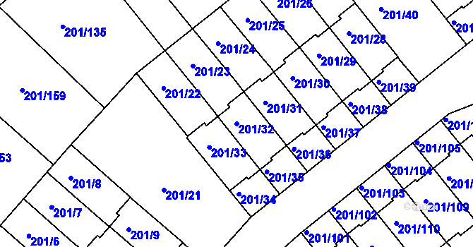 Parcela st. 201/32 v KÚ Doubí u Liberce, Katastrální mapa