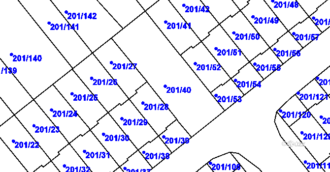 Parcela st. 201/40 v KÚ Doubí u Liberce, Katastrální mapa