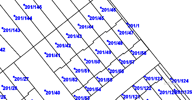 Parcela st. 201/49 v KÚ Doubí u Liberce, Katastrální mapa