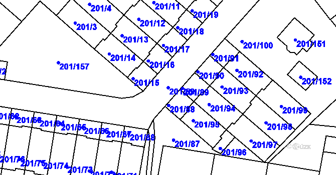 Parcela st. 201/59 v KÚ Doubí u Liberce, Katastrální mapa