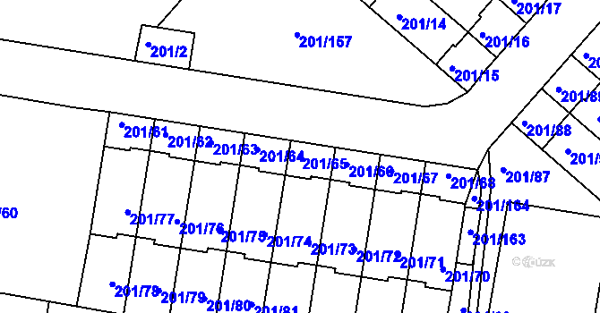 Parcela st. 201/65 v KÚ Doubí u Liberce, Katastrální mapa