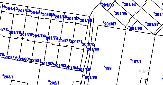 Parcela st. 201/70 v KÚ Doubí u Liberce, Katastrální mapa