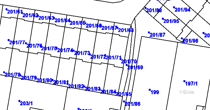 Parcela st. 201/71 v KÚ Doubí u Liberce, Katastrální mapa