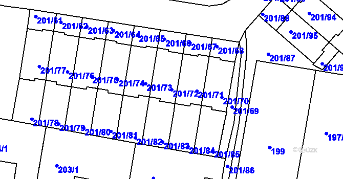 Parcela st. 201/72 v KÚ Doubí u Liberce, Katastrální mapa