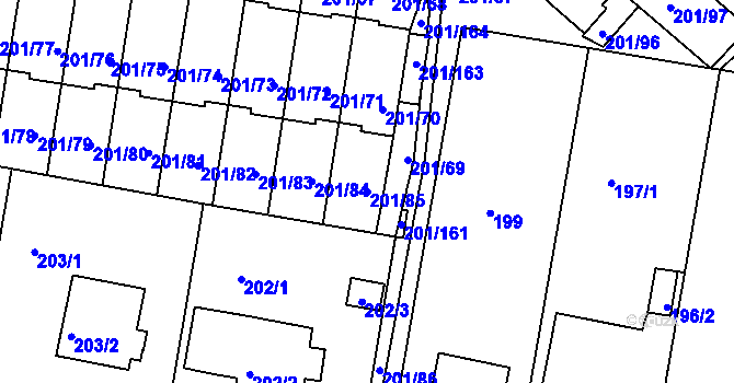 Parcela st. 201/85 v KÚ Doubí u Liberce, Katastrální mapa