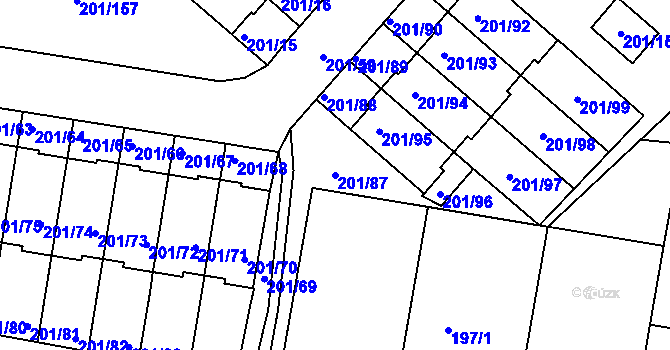 Parcela st. 201/87 v KÚ Doubí u Liberce, Katastrální mapa