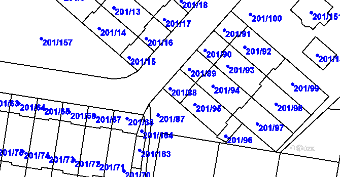 Parcela st. 201/88 v KÚ Doubí u Liberce, Katastrální mapa