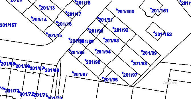Parcela st. 201/94 v KÚ Doubí u Liberce, Katastrální mapa