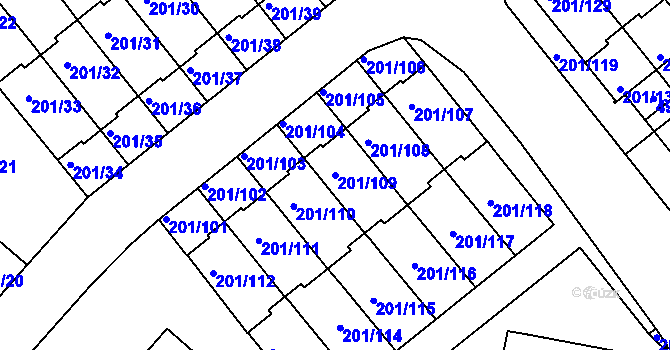 Parcela st. 201/109 v KÚ Doubí u Liberce, Katastrální mapa