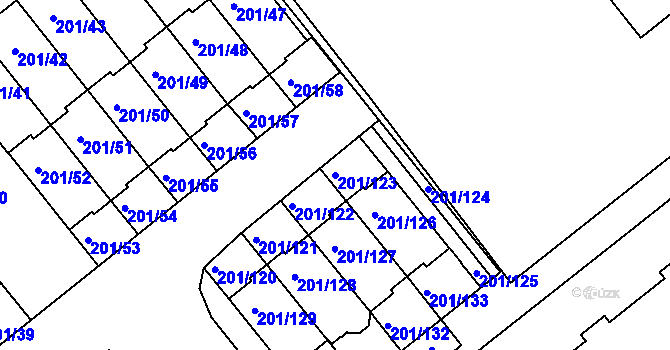 Parcela st. 201/123 v KÚ Doubí u Liberce, Katastrální mapa