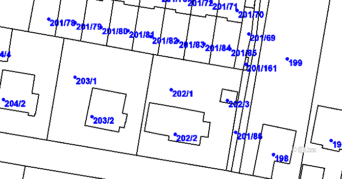 Parcela st. 202/1 v KÚ Doubí u Liberce, Katastrální mapa