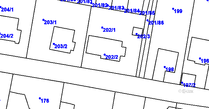 Parcela st. 202/2 v KÚ Doubí u Liberce, Katastrální mapa