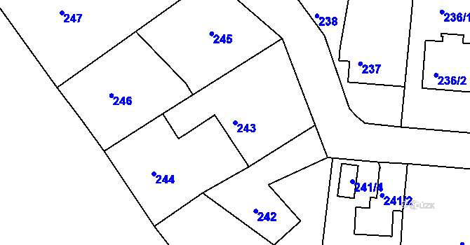 Parcela st. 243 v KÚ Doubí u Liberce, Katastrální mapa