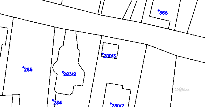 Parcela st. 280/3 v KÚ Doubí u Liberce, Katastrální mapa