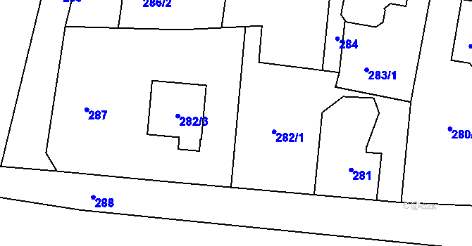 Parcela st. 282 v KÚ Doubí u Liberce, Katastrální mapa