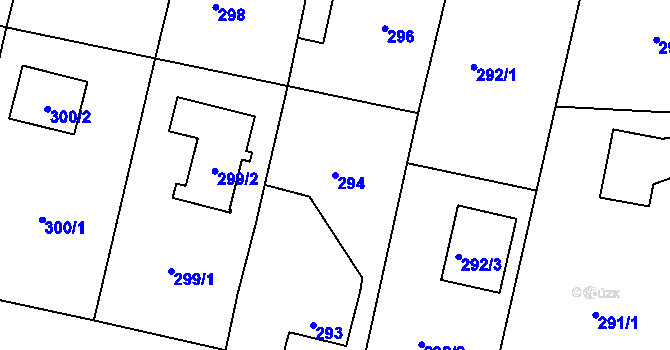 Parcela st. 294 v KÚ Doubí u Liberce, Katastrální mapa