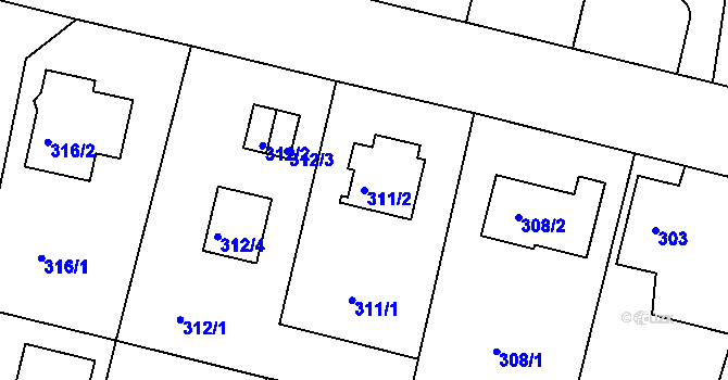 Parcela st. 311/2 v KÚ Doubí u Liberce, Katastrální mapa
