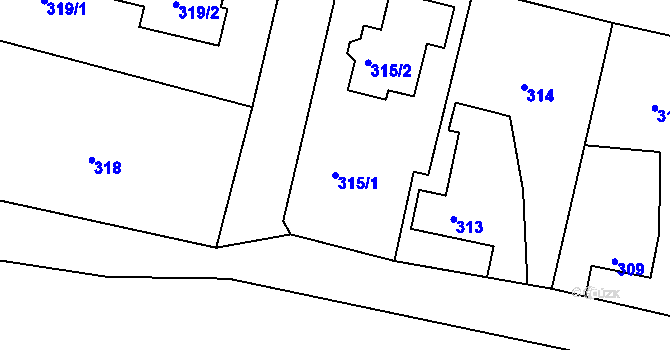 Parcela st. 315/1 v KÚ Doubí u Liberce, Katastrální mapa