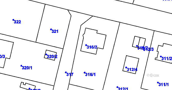 Parcela st. 316/2 v KÚ Doubí u Liberce, Katastrální mapa