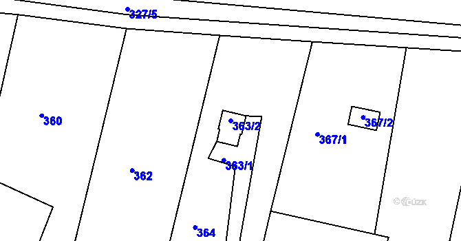 Parcela st. 363/2 v KÚ Doubí u Liberce, Katastrální mapa