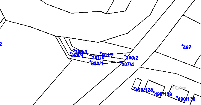 Parcela st. 381/7 v KÚ Doubí u Liberce, Katastrální mapa