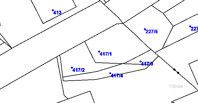 Parcela st. 417/1 v KÚ Doubí u Liberce, Katastrální mapa