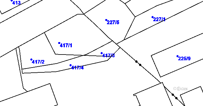 Parcela st. 417/3 v KÚ Doubí u Liberce, Katastrální mapa