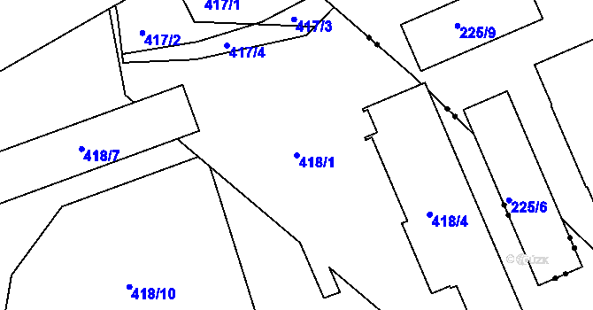 Parcela st. 418/1 v KÚ Doubí u Liberce, Katastrální mapa