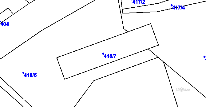 Parcela st. 418/7 v KÚ Doubí u Liberce, Katastrální mapa