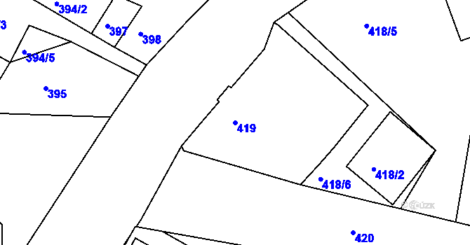 Parcela st. 419 v KÚ Doubí u Liberce, Katastrální mapa