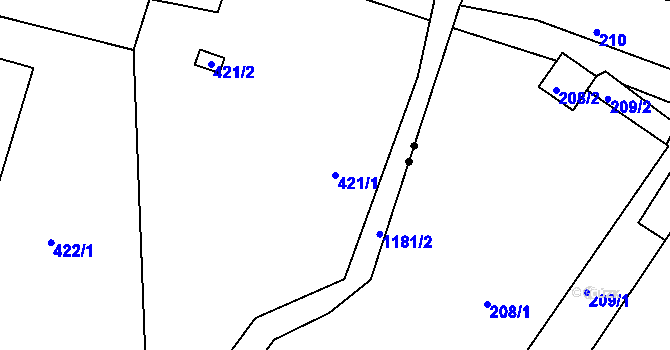 Parcela st. 421/1 v KÚ Doubí u Liberce, Katastrální mapa
