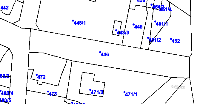 Parcela st. 446 v KÚ Doubí u Liberce, Katastrální mapa