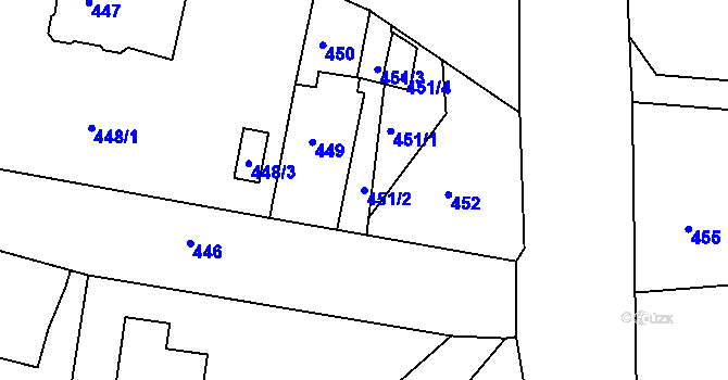 Parcela st. 451/2 v KÚ Doubí u Liberce, Katastrální mapa