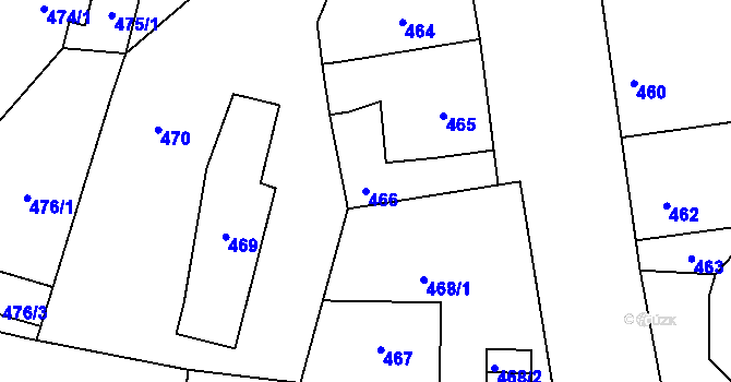 Parcela st. 466 v KÚ Doubí u Liberce, Katastrální mapa