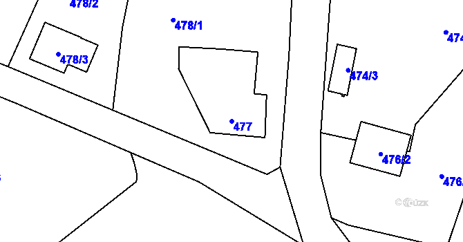 Parcela st. 477 v KÚ Doubí u Liberce, Katastrální mapa