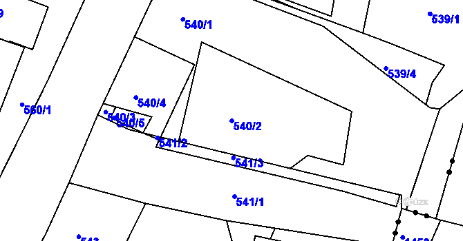 Parcela st. 540/2 v KÚ Doubí u Liberce, Katastrální mapa