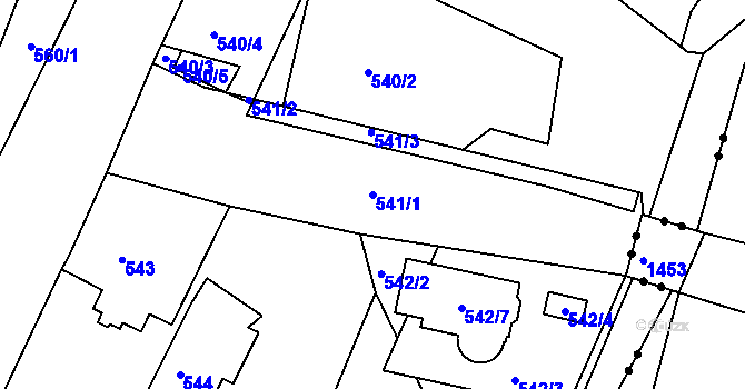 Parcela st. 541/1 v KÚ Doubí u Liberce, Katastrální mapa