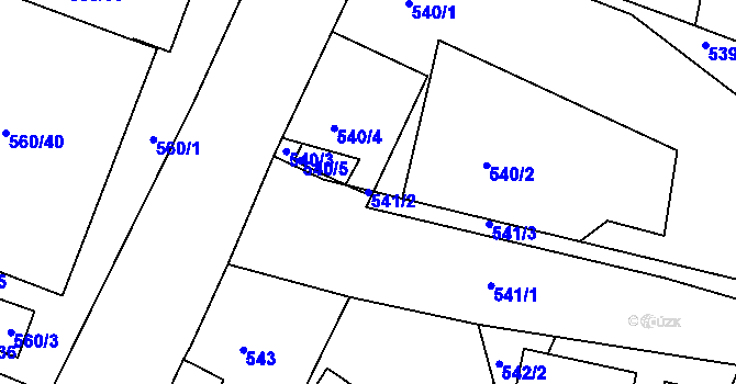 Parcela st. 541/2 v KÚ Doubí u Liberce, Katastrální mapa