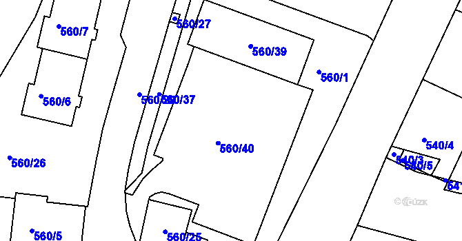 Parcela st. 560/1 v KÚ Doubí u Liberce, Katastrální mapa