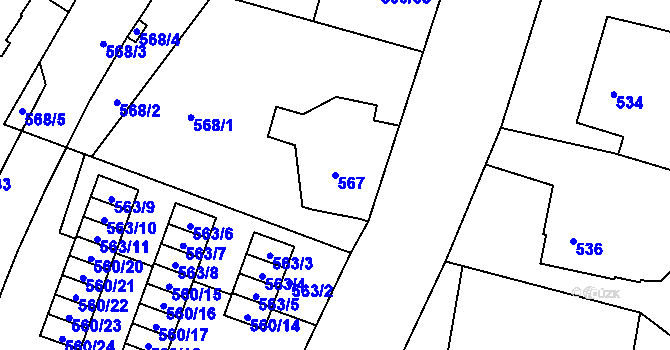 Parcela st. 567 v KÚ Doubí u Liberce, Katastrální mapa